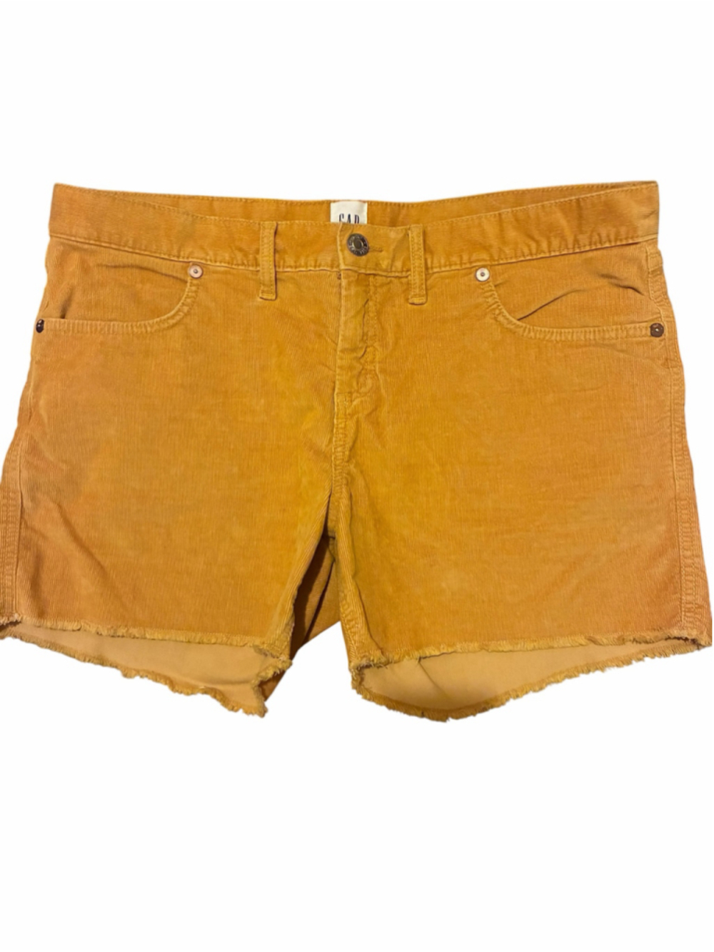 Women's GAP Mustard Corduroy Frayed Hem Shorts Size 14